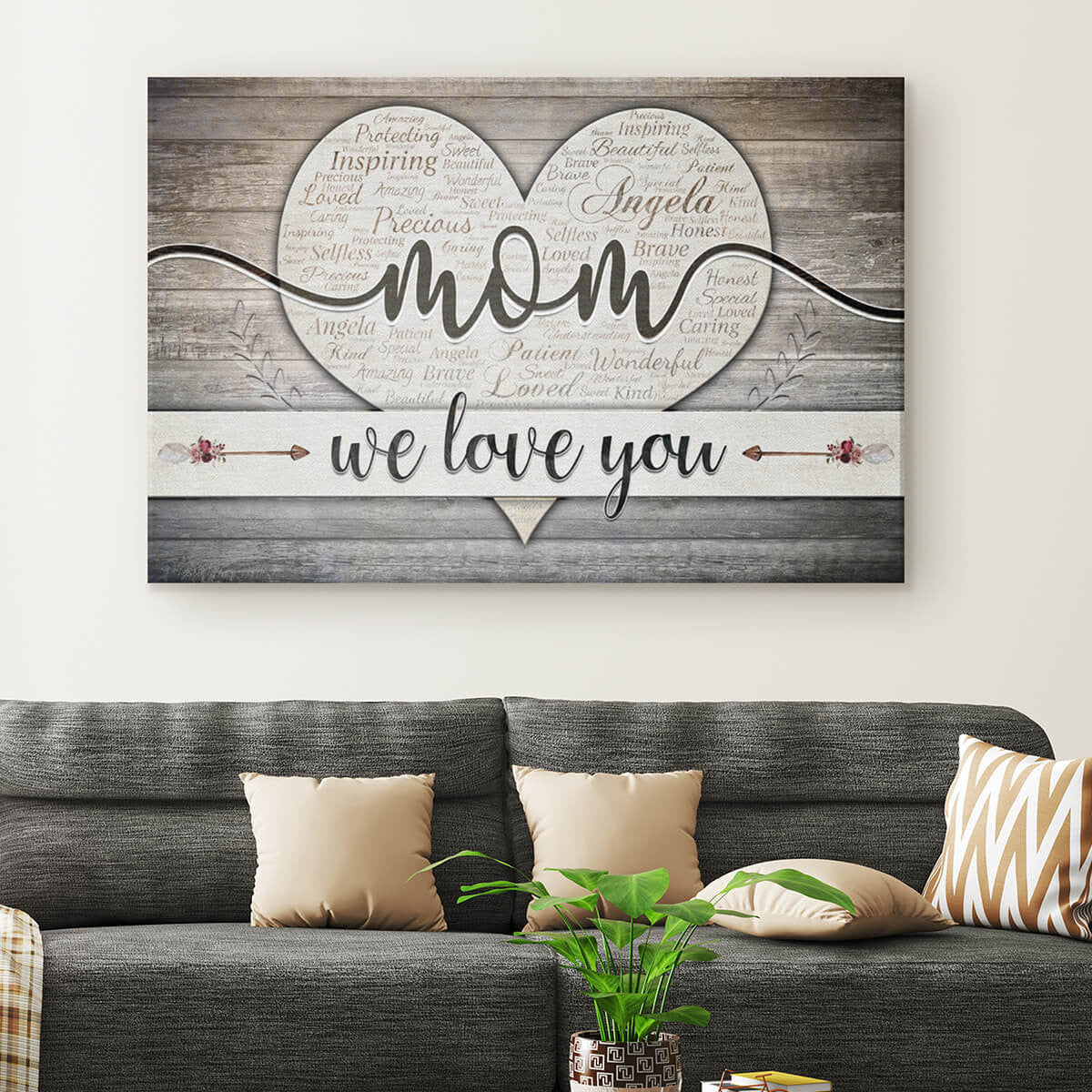 Personalized Mom We Love You Canvas Wall Art – Gift for Mom