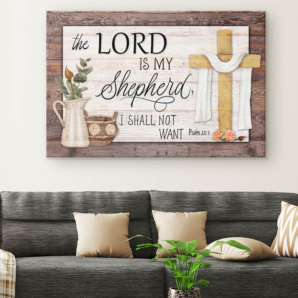 The Lord is My Shepherd, I Shall Not Want Canvas Wall Art – Christian Wall Decor