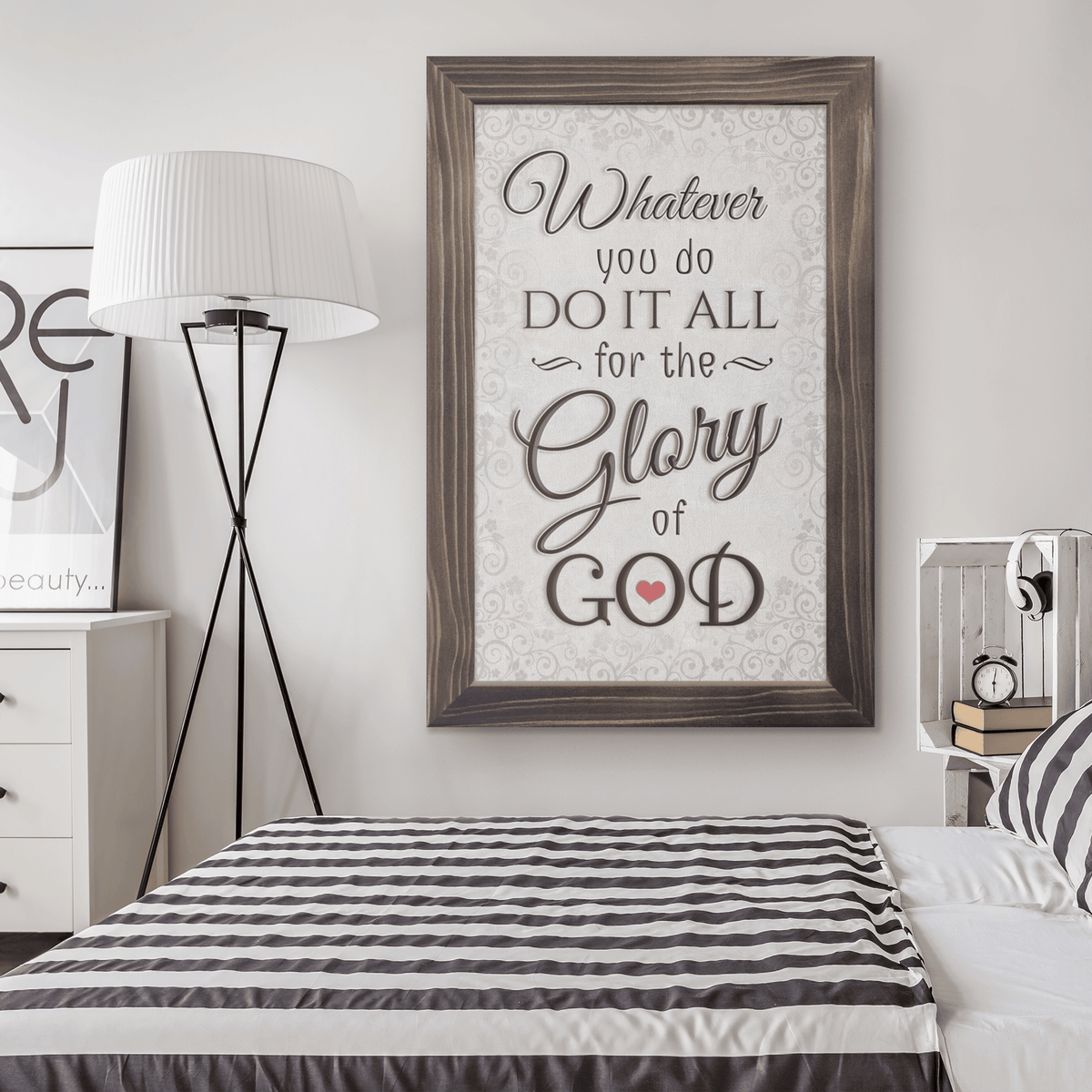 Do It All For The Glory Of God Cream Farmhouse Canvas Wall Art – Christian Wall Decor