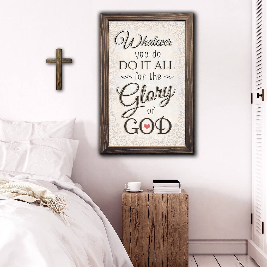 Do It All For The Glory Of God Cream Farmhouse Canvas Wall Art – Christian Wall Decor
