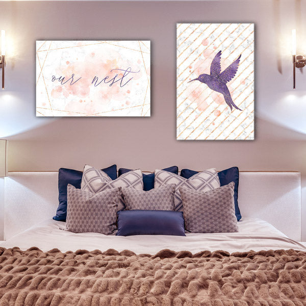 Purple Hummingbird Canvas Wall Art – Bird Wall Art