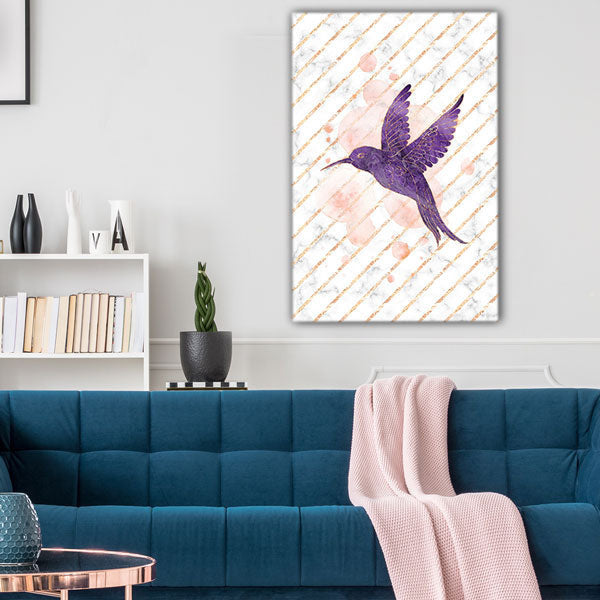 Purple Hummingbird Canvas Wall Art – Bird Wall Art