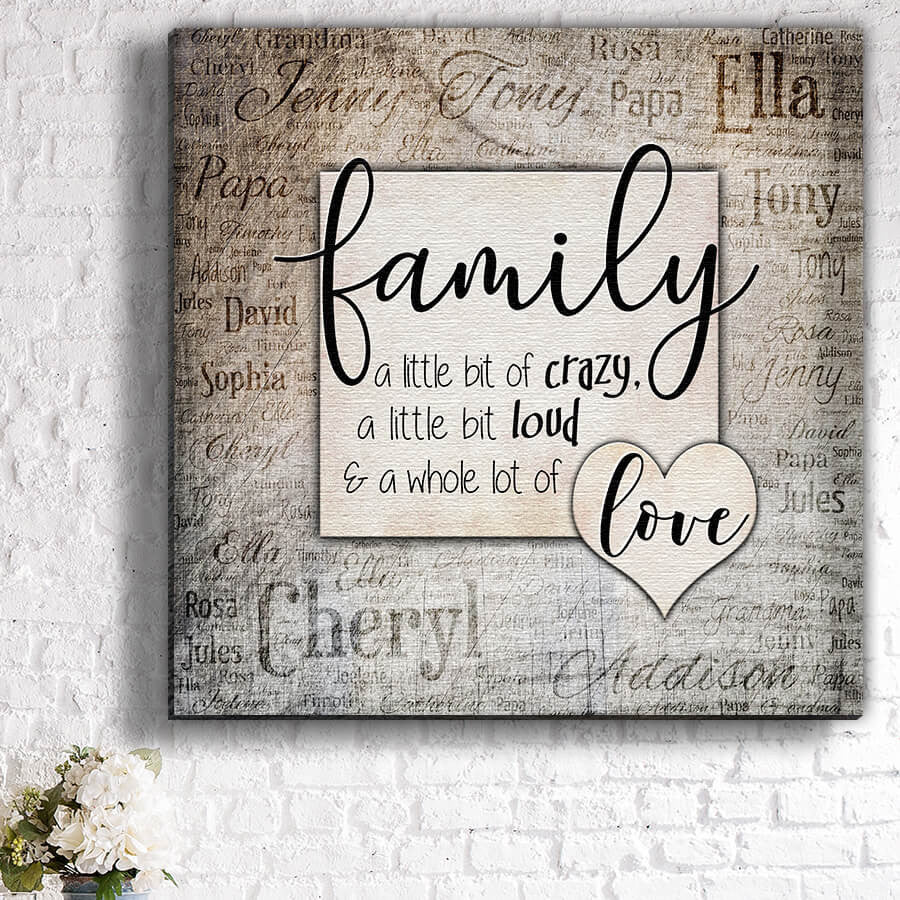 Personalized Family Love With Names On Background Canvas Wall Art – Family Home Decor