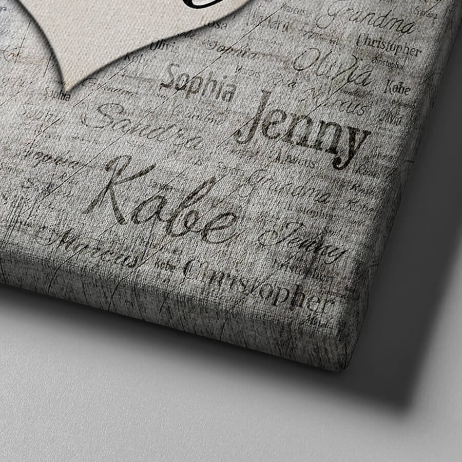 Personalized Family Love With Names On Background Canvas Wall Art – Family Home Decor