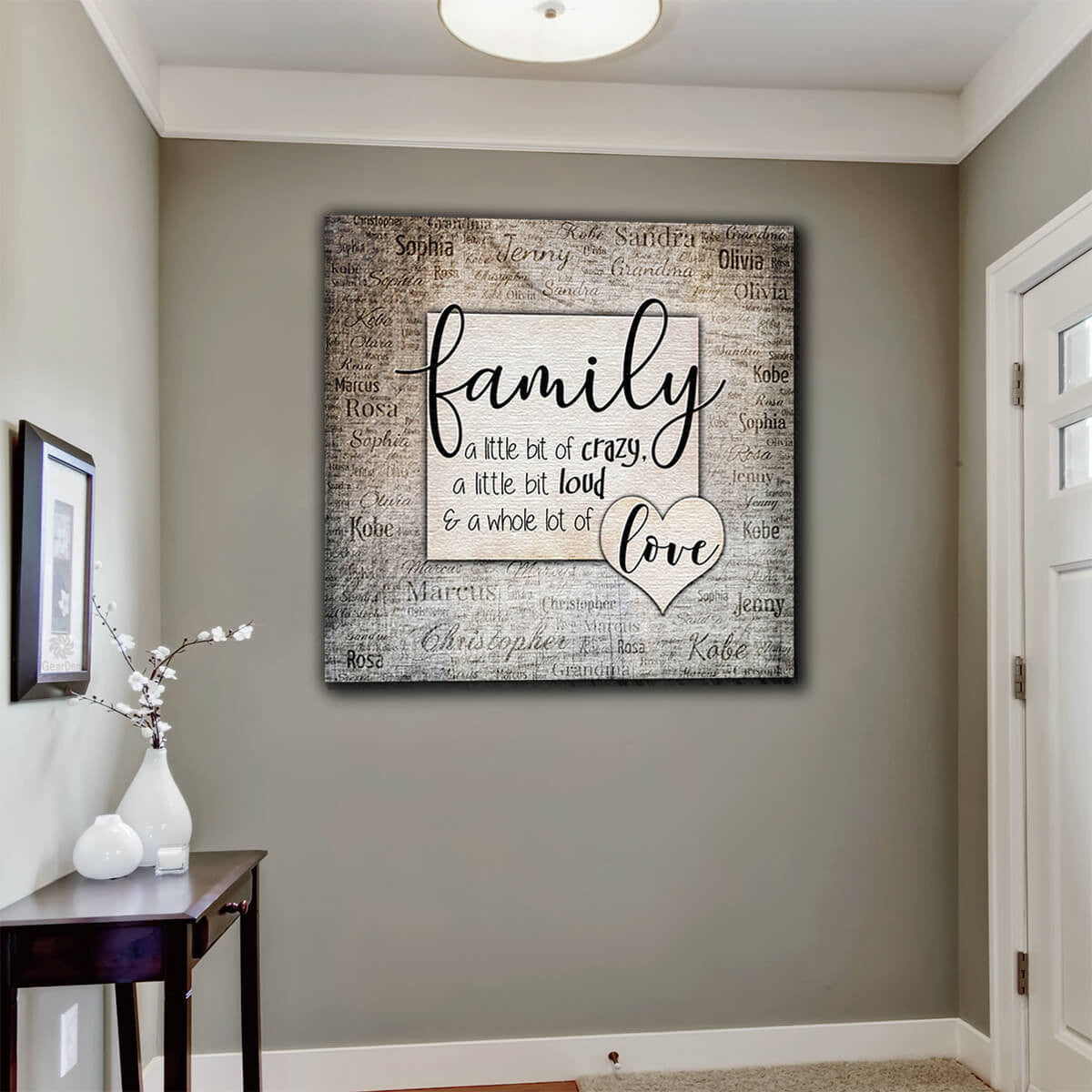 Personalized Family Love With Names On Background Canvas Wall Art – Family Home Decor