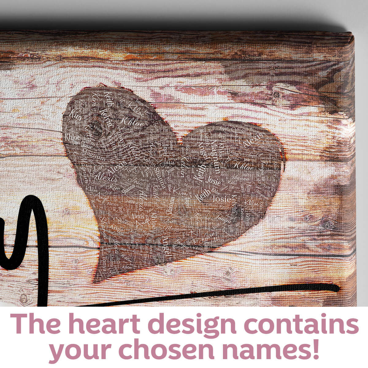 Personalized Heart Design Family - Crazy, Loud, Love Canvas Wall Art – Family Home Decor