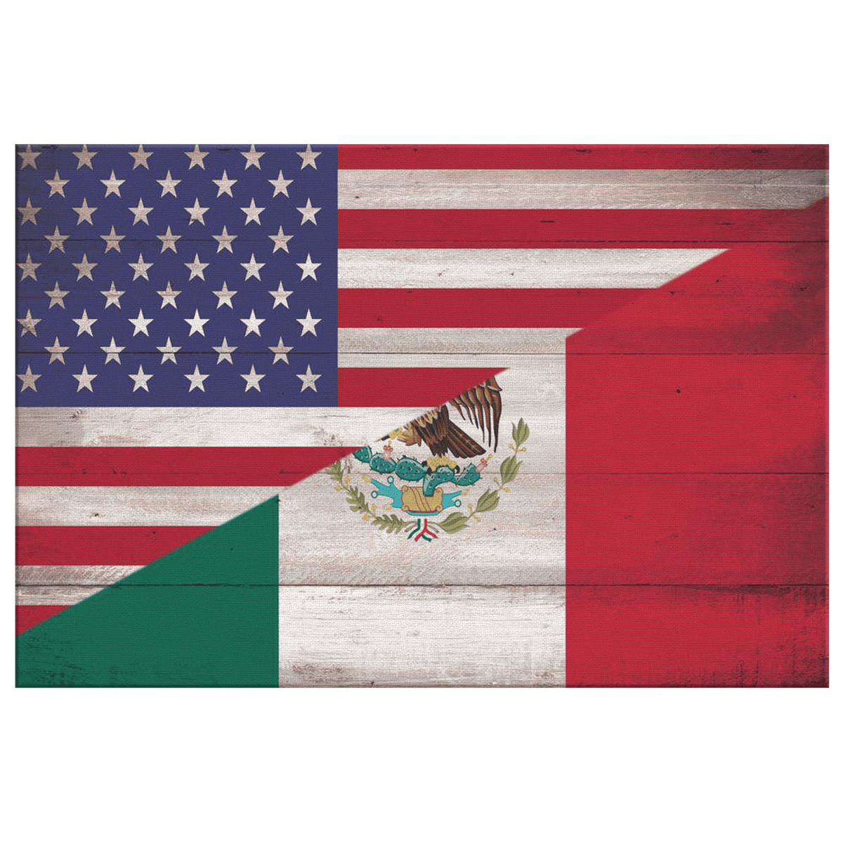 Personalized Mexican American Flag & Family Name Canvas Wall Art – Family Home Decor
