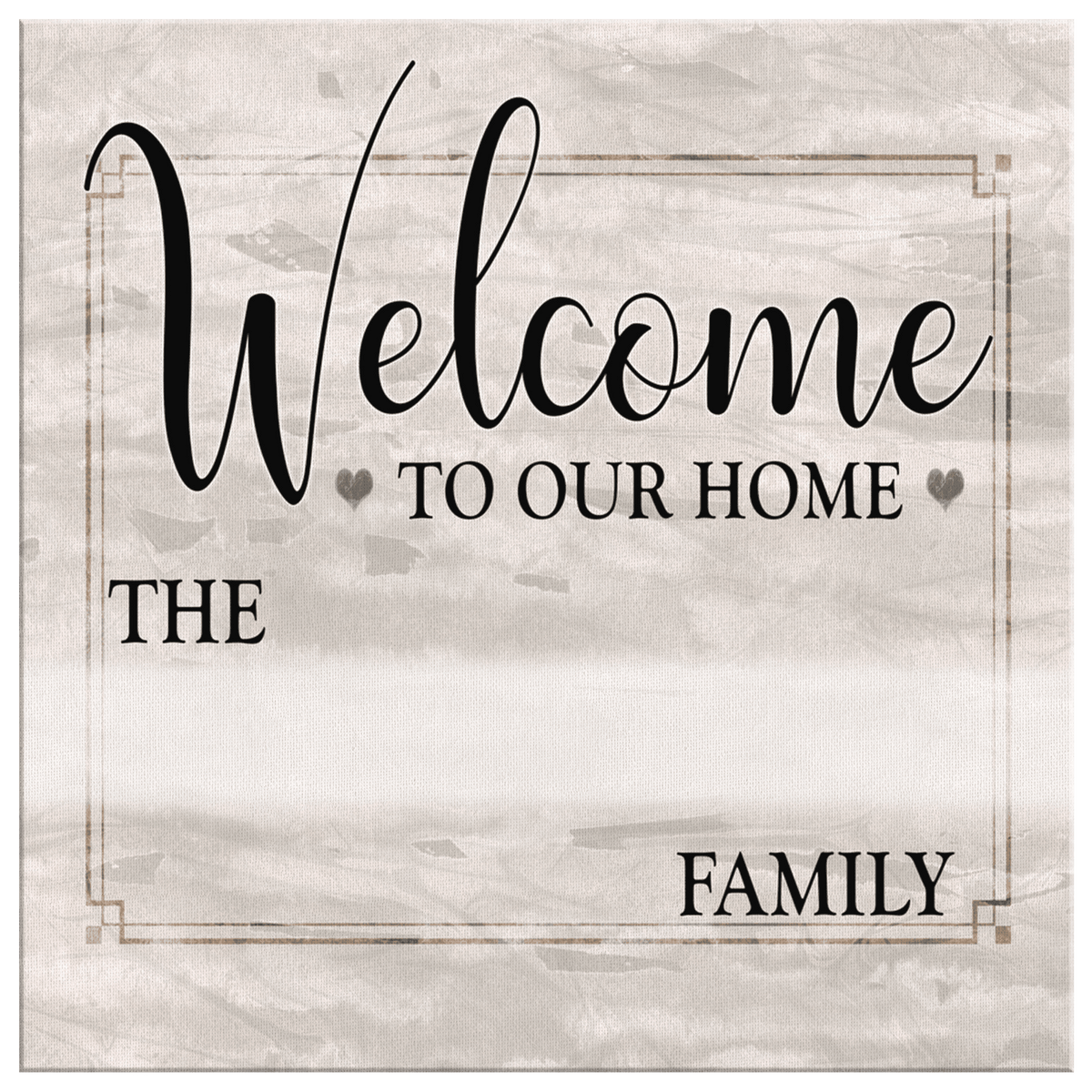 Personalized Welcome To Our Home Square Canvas Wall Art – Family Home Decor