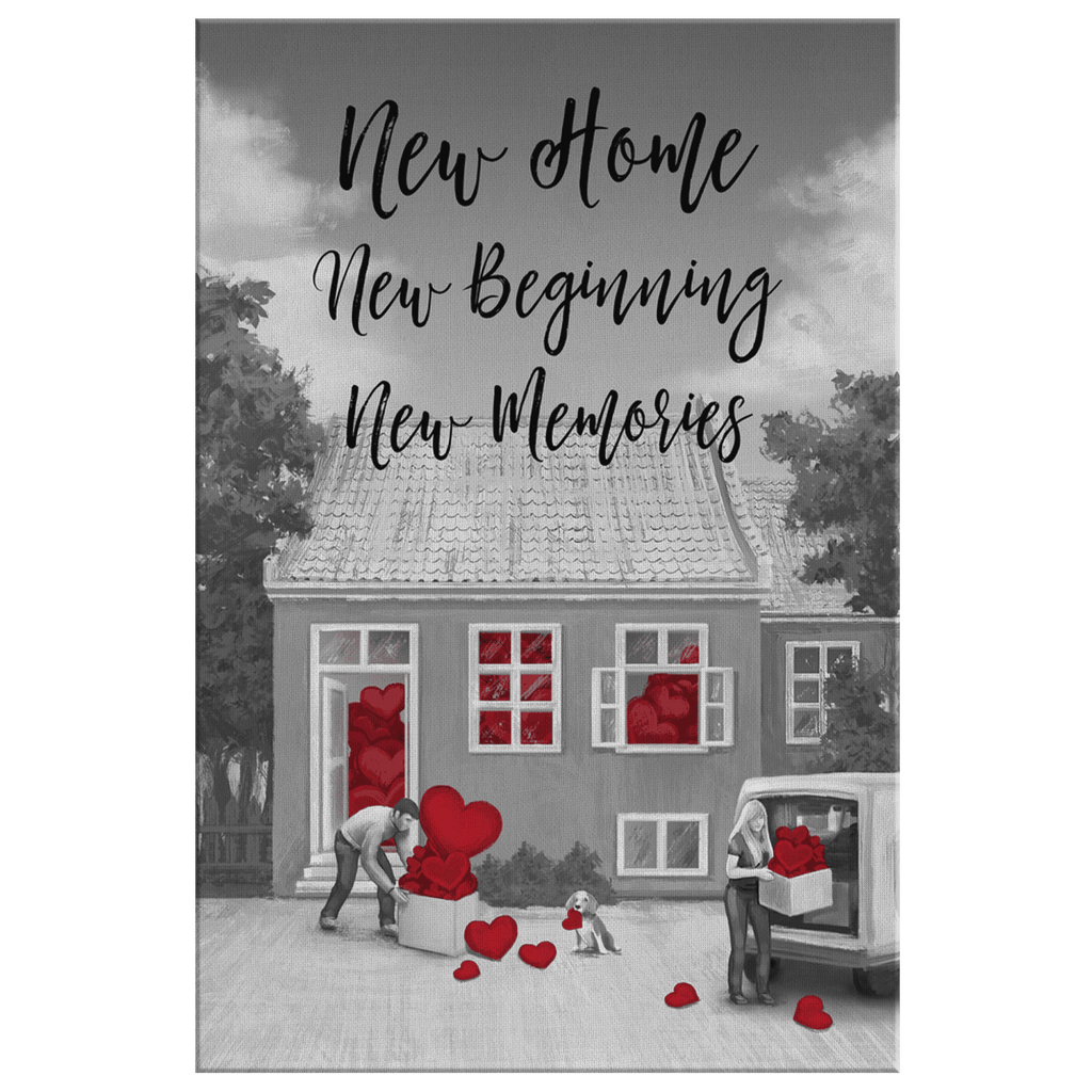 New Home, New Beginning, New Memories Canvas Wall Art – Housewarming Gift