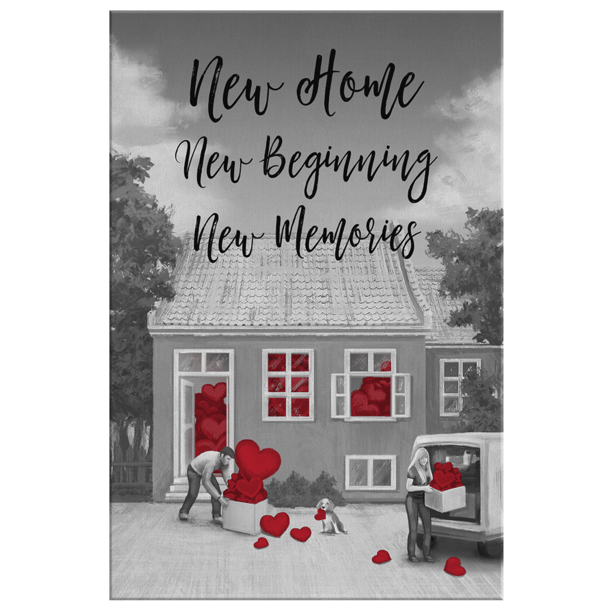 New Home, New Beginning, New Memories Canvas Wall Art – Housewarming Gift
