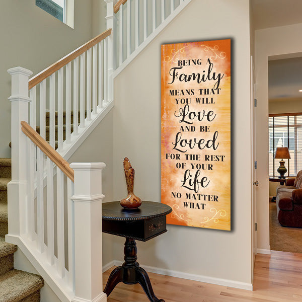 Being A Family Means You Will Love And Be Loved Panoramic Canvas Wall Art – Family Home Decor