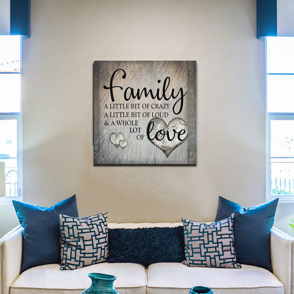 Family Love Square Canvas Wall Art – Family Home Decor