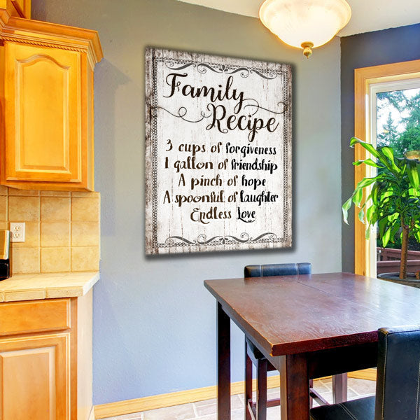 Family Recipe - Endless Love Canvas Wall Art – Kitchen Wall Decor