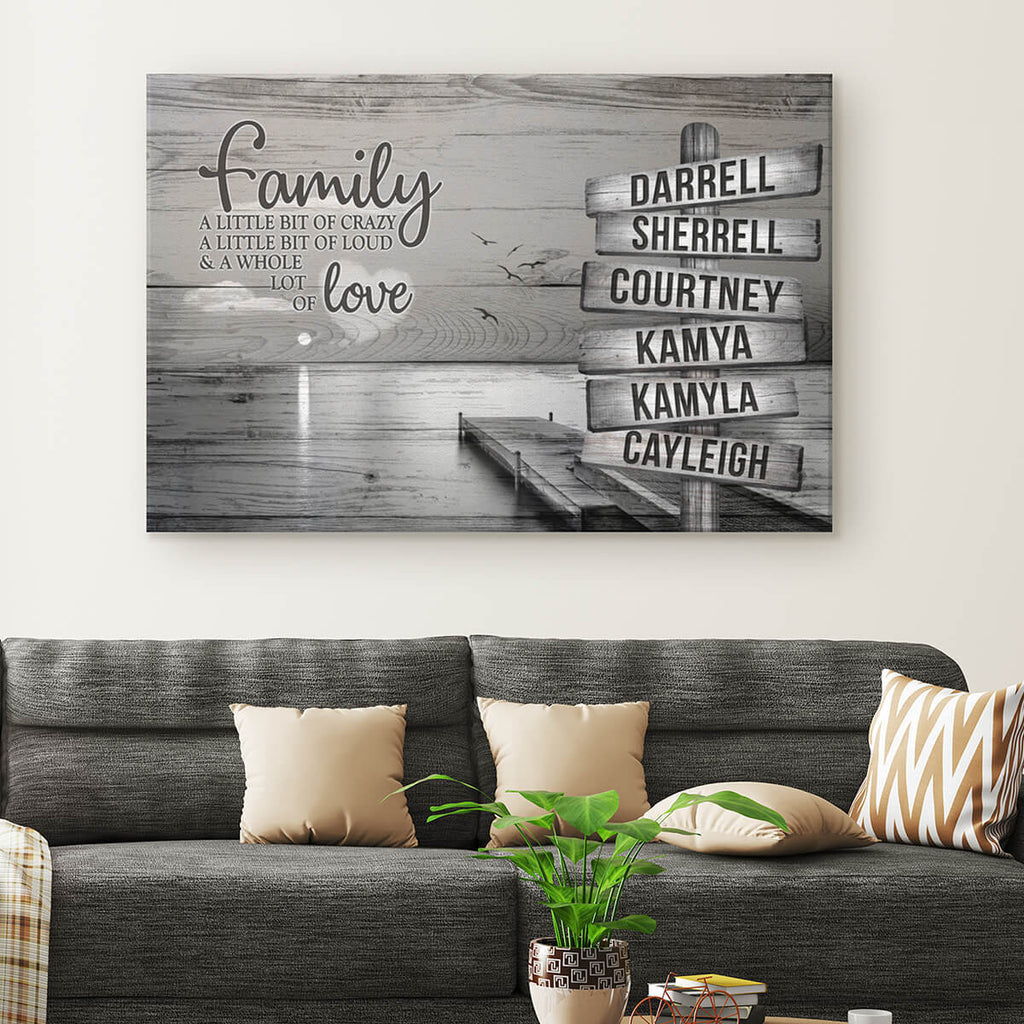 Personalized Ocean Scene Family Love Canvas Wall Art – Family Home Decor