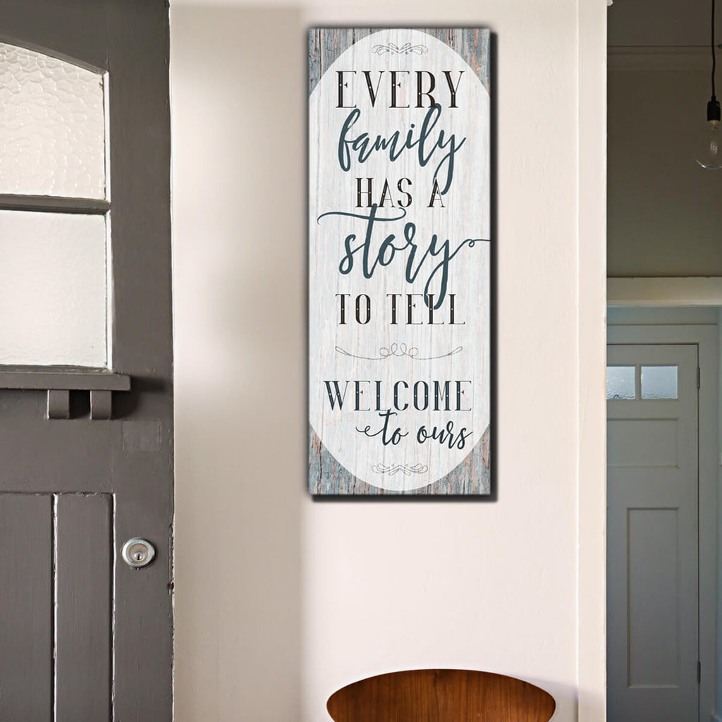 Every Family Has A Story To Tell Panoramic Canvas Wall Art – Family Home Decor