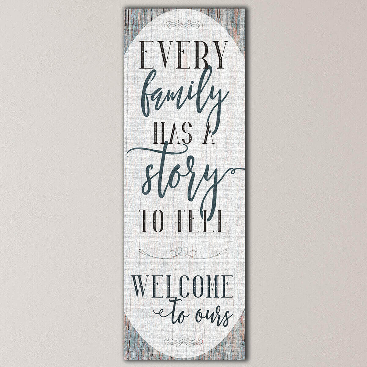 Every Family Has A Story To Tell Panoramic Canvas Wall Art – Family Home Decor