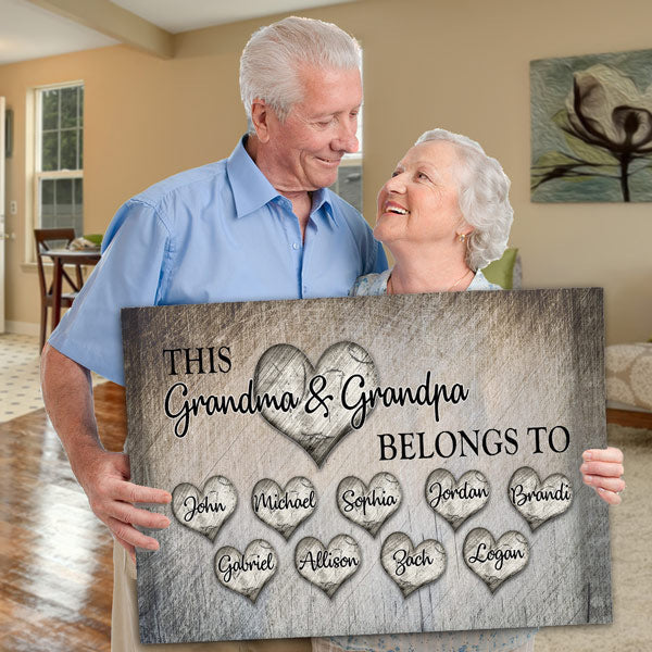 Personalized This Grandma Belongs To Canvas Wall Art – Gift for Grandma