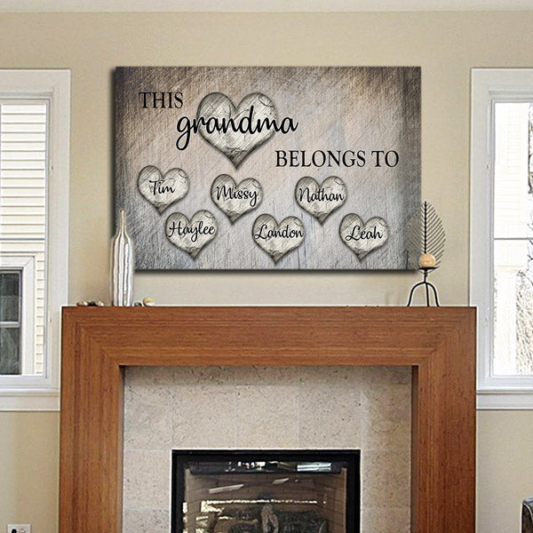 Personalized This Grandma Belongs To Canvas Wall Art – Gift for Grandma