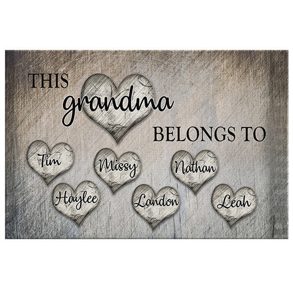 Personalized This Grandma Belongs To Canvas Wall Art – Gift for Grandma