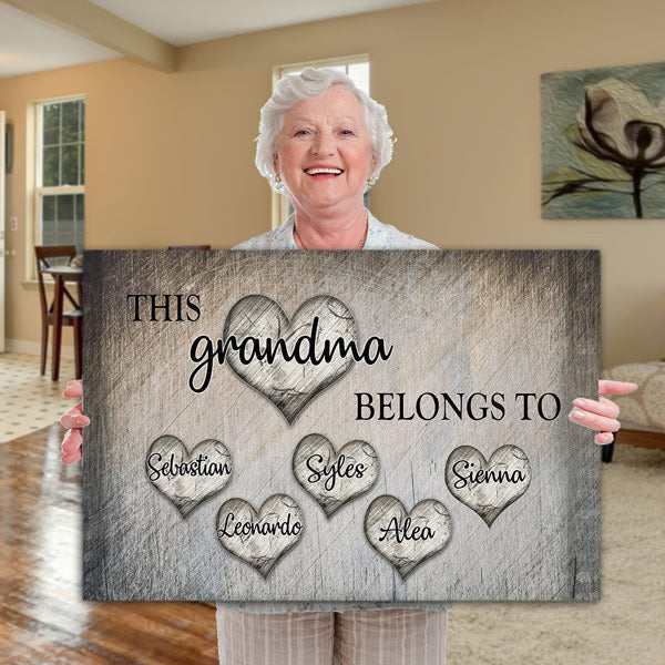 Personalized This Grandma Belongs To Canvas Wall Art – Gift for Grandma
