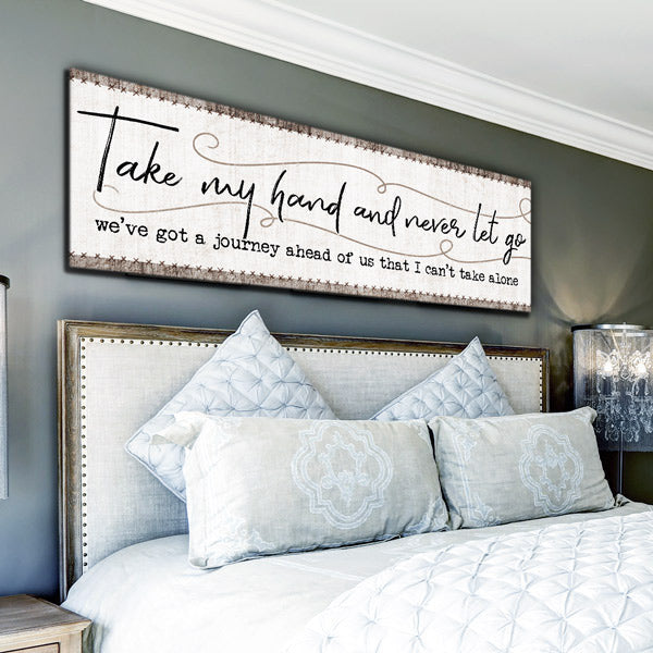 Take My Hand And Never Let Go Panoramic Canvas Wall Art – Couple Gift