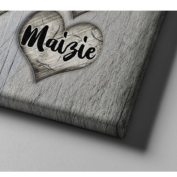 Personalized They Are The Beat Of My Heart Rustic Canvas Wall Art – Family Home Decor