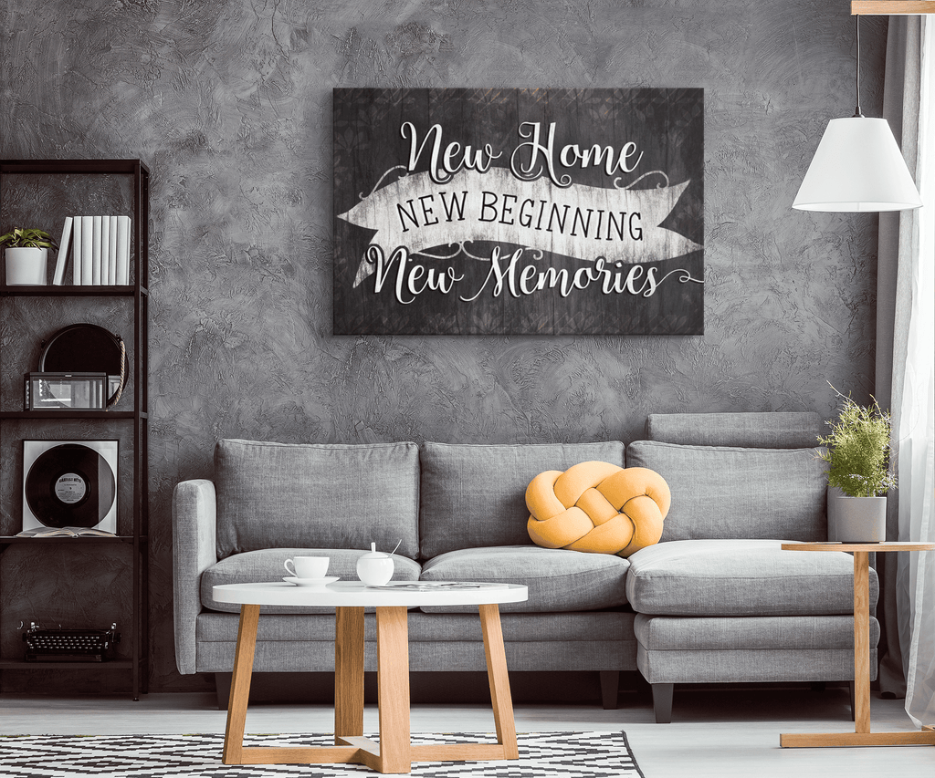 New Home, New Beginning Canvas Wall Art – Housewarming Gift