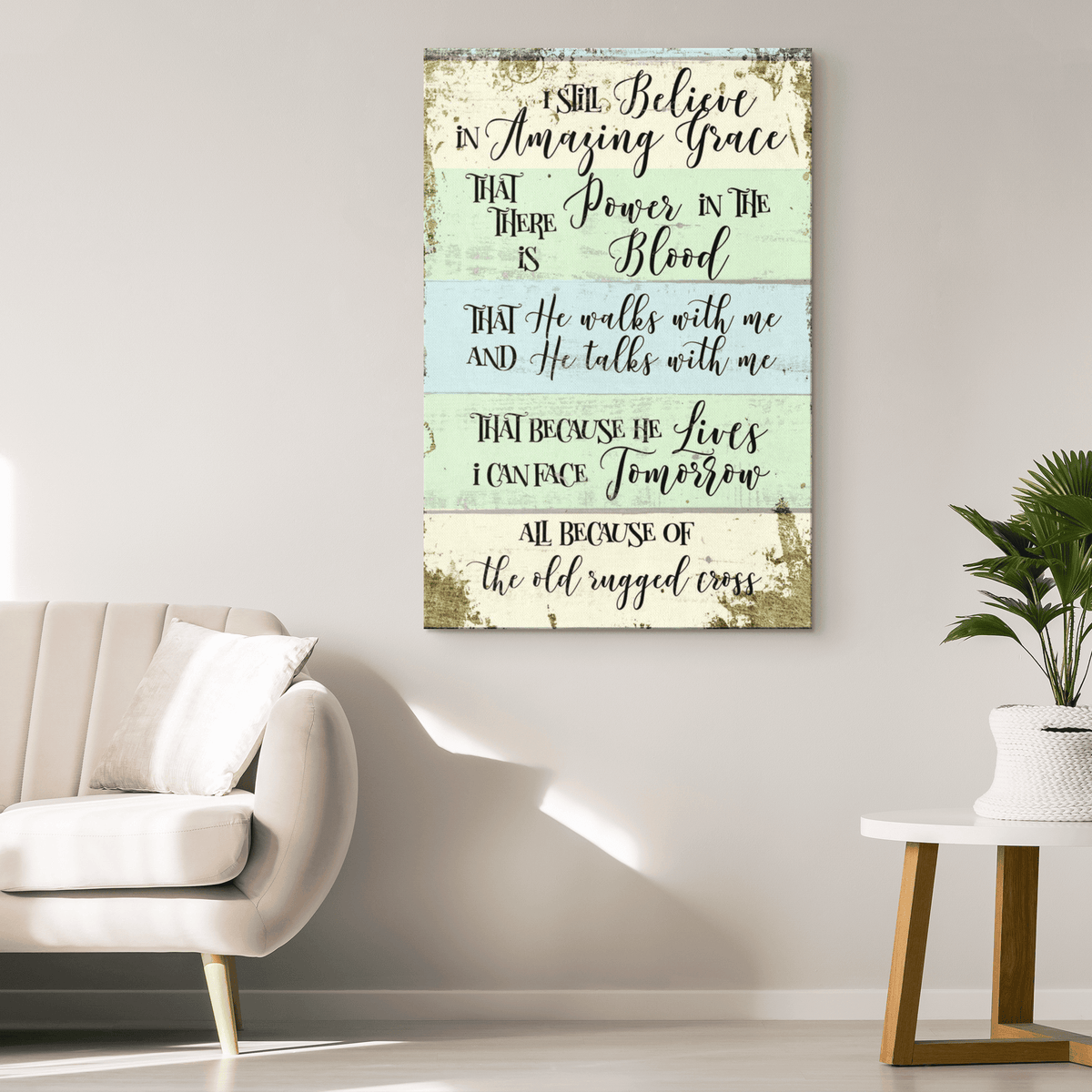 Amazing Grace - Old Rugged Cross Canvas Wall Art – Christian Wall Decor
