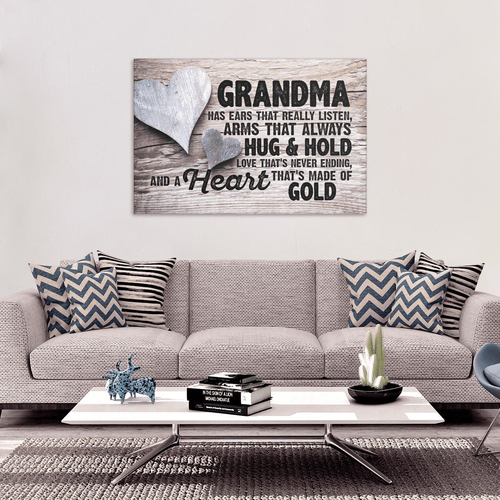 Grandma Has Ears That Really Listen Canvas Wall Art – Gift for Grandma