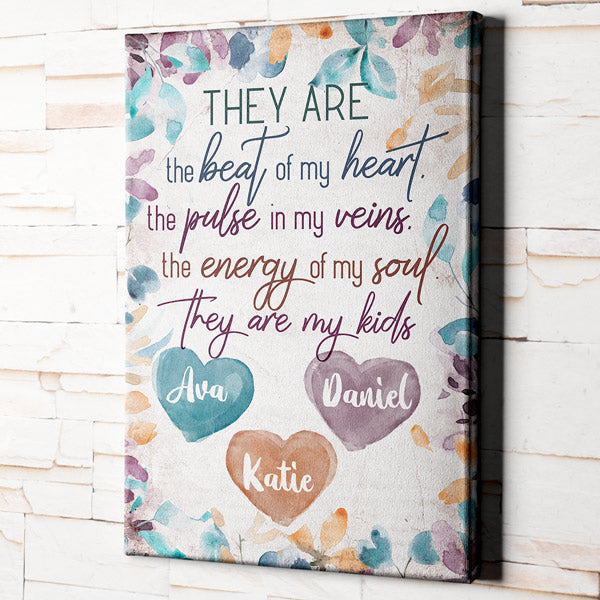 Personalized They Are The Beat Of My Heart Canvas Wall Art – Family Home Decor