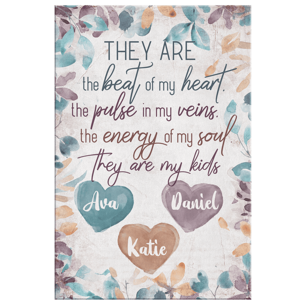 Personalized They Are The Beat Of My Heart Canvas Wall Art – Family Home Decor