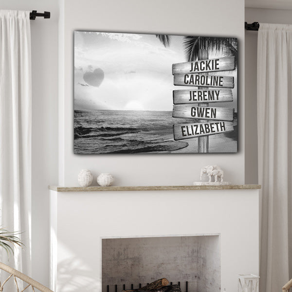 Personalized Names Love Sunset Beach Canvas Wall Art – Couple Gift