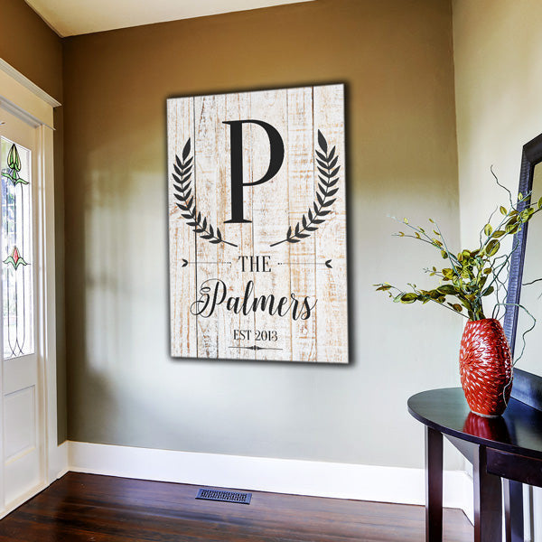 Personalized Family Initial And Name Canvas Wall Art – Family Home Decor
