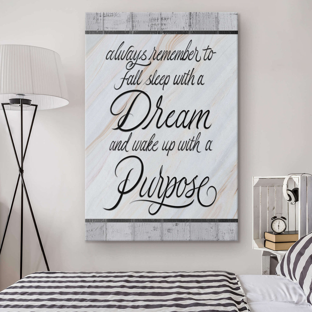 Remember To Dream, Wake Up With Purpose Canvas Wall Art – Motivational Wall Decor
