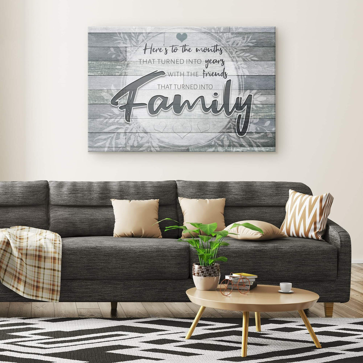 Here's To The Friends Turned Into Family Canvas Wall Art – Family Home Decor