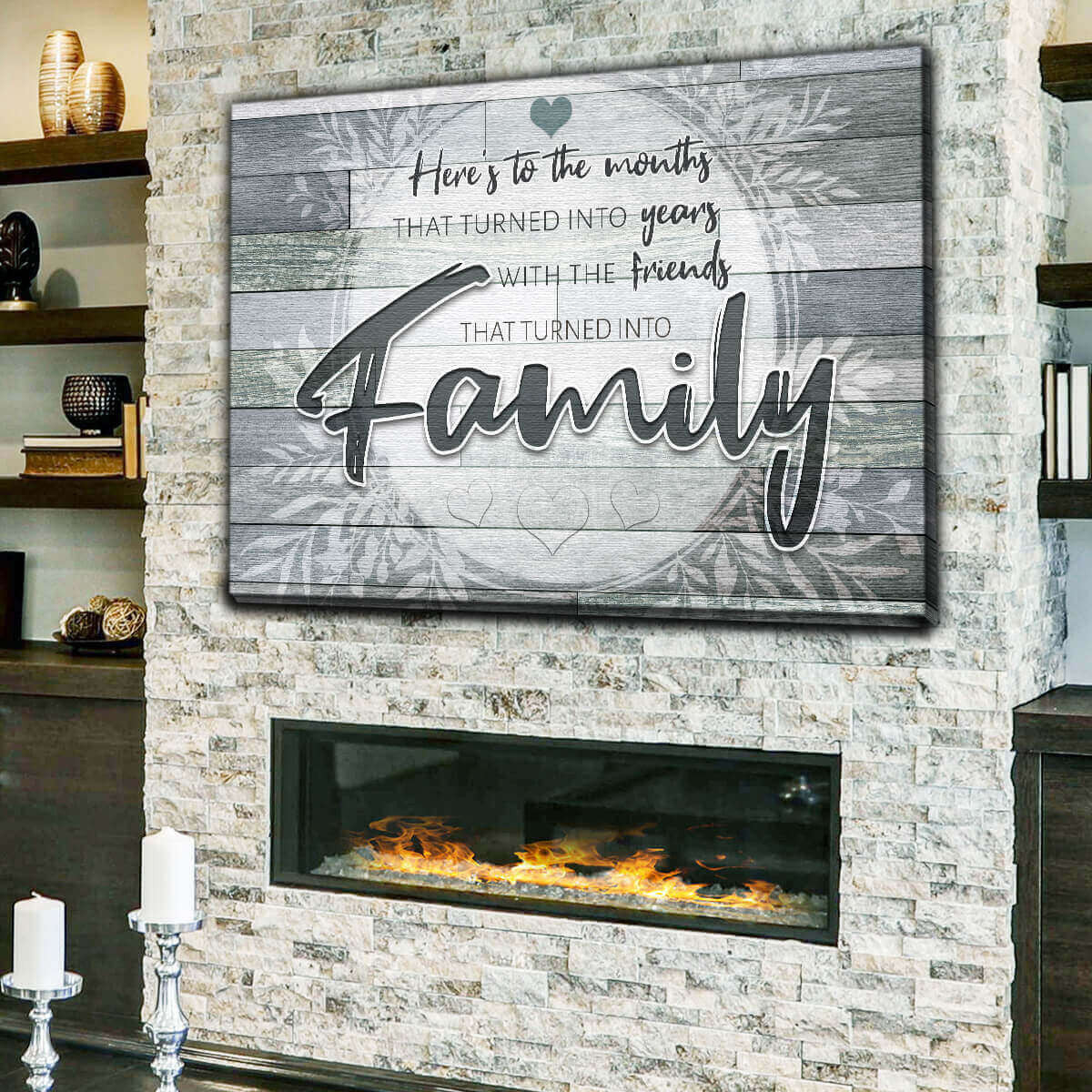 Here's To The Friends Turned Into Family Canvas Wall Art – Family Home Decor