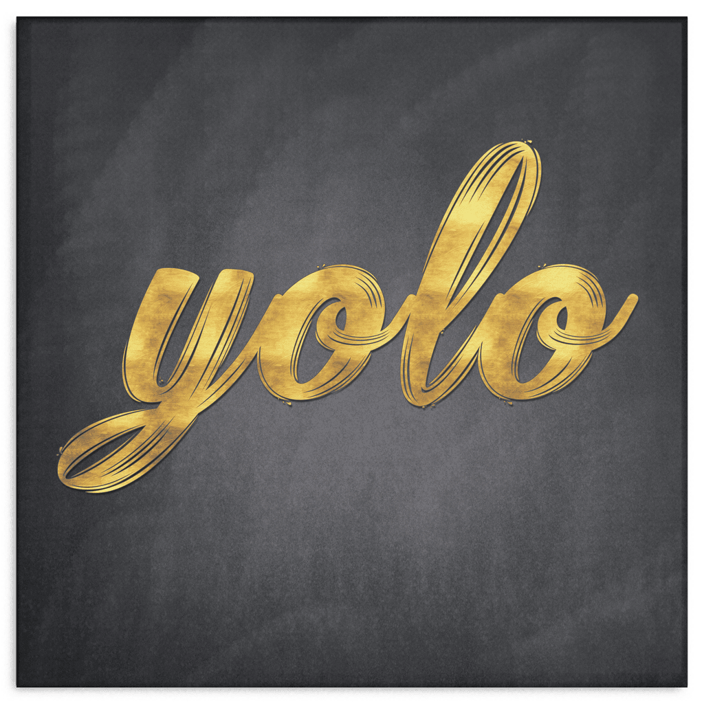YOLO Gold Typography Canvas Wall Art – Modern Typography Decor