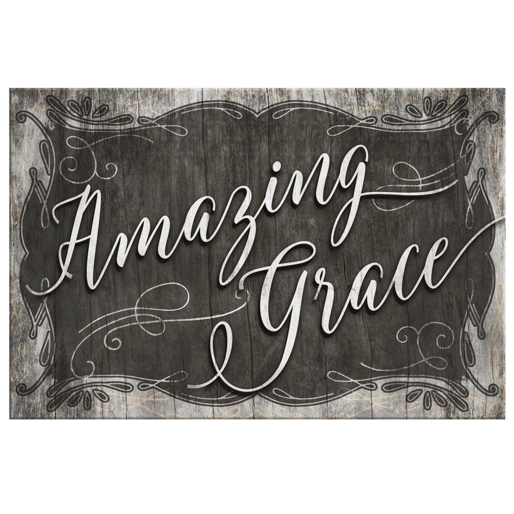 Amazing Grace Rustic Canvas Wall Art – Christian Wall Decor