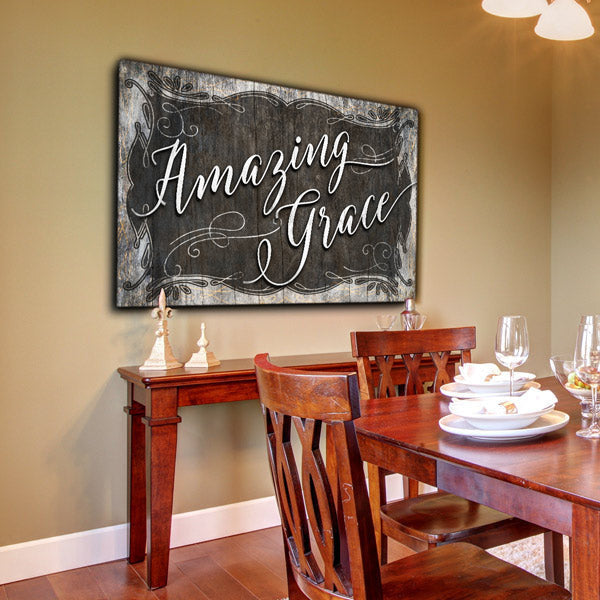 Amazing Grace Rustic Canvas Wall Art – Christian Wall Decor