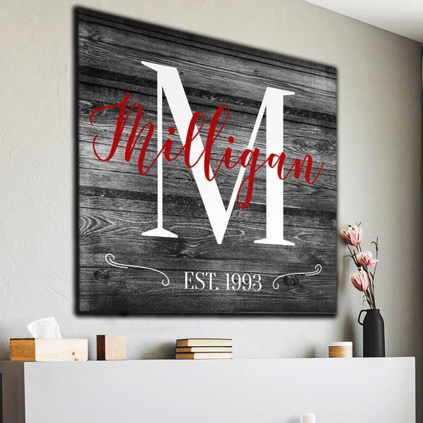Personalized Family Name Color Choice Canvas Wall Art – Family Home Decor