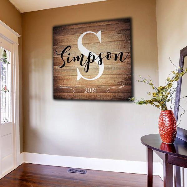 Personalized Family Name Color Choice Canvas Wall Art – Family Home Decor