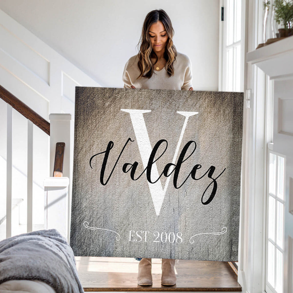 Personalized Family Name Color Choice Canvas Wall Art – Family Home Decor