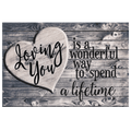 Loving You - A Wonderful Way To Spend A Lifetime Heart Wood Plank Canvas Wall Art – Couple Gift