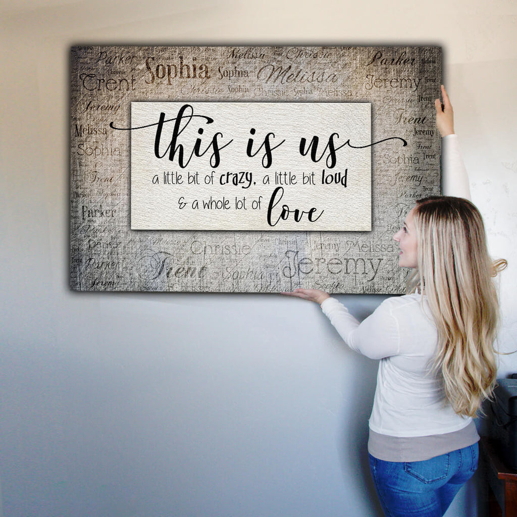 Personalized This Is Us With Names On Background Canvas Wall Art – Family Home Decor
