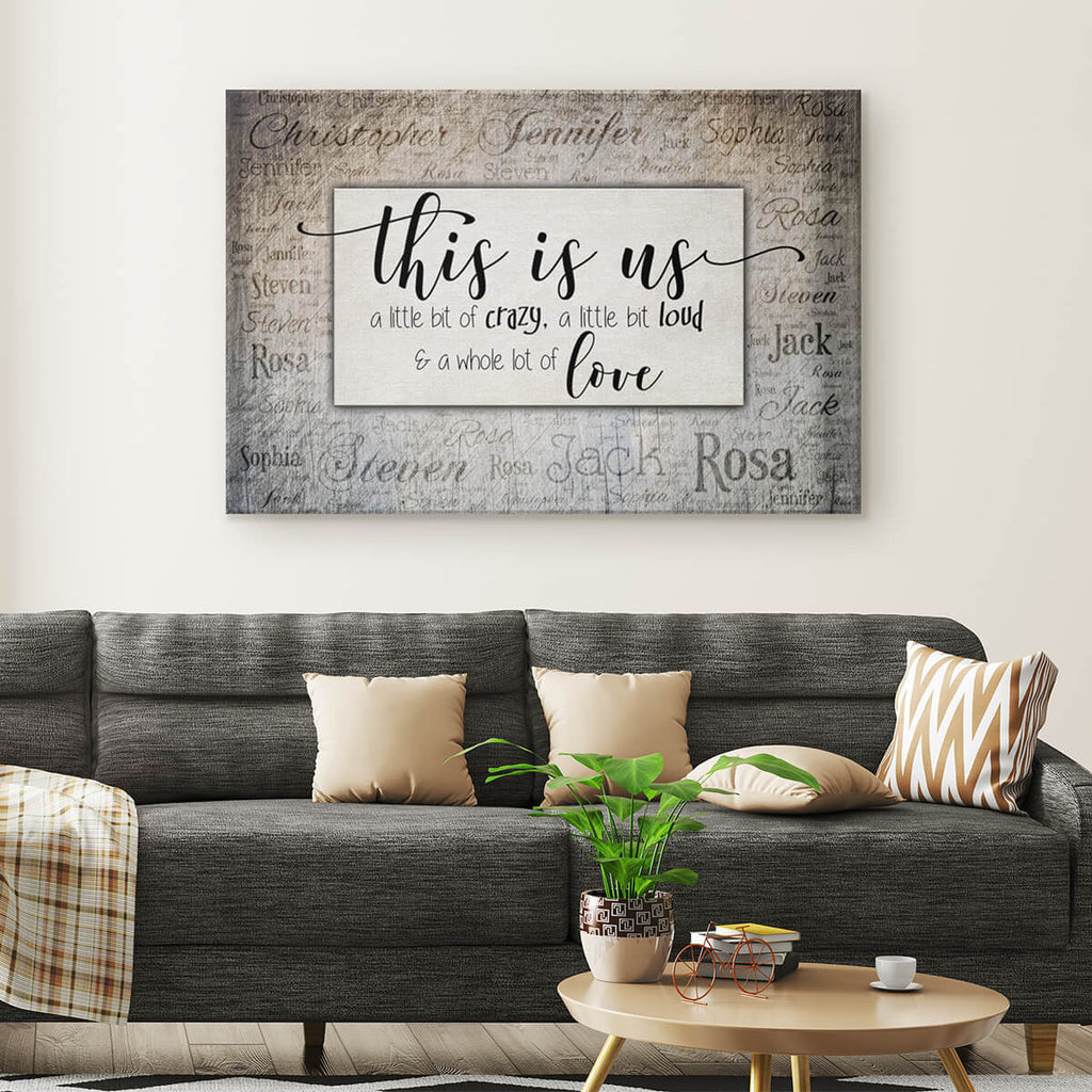Personalized This Is Us With Names On Background Canvas Wall Art – Family Home Decor