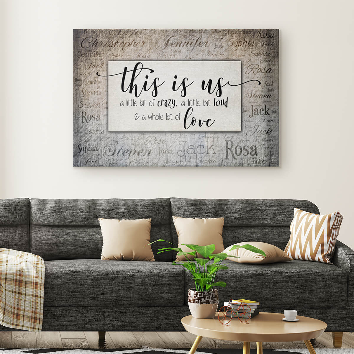 Personalized This Is Us With Names On Background Canvas Wall Art – Family Home Decor
