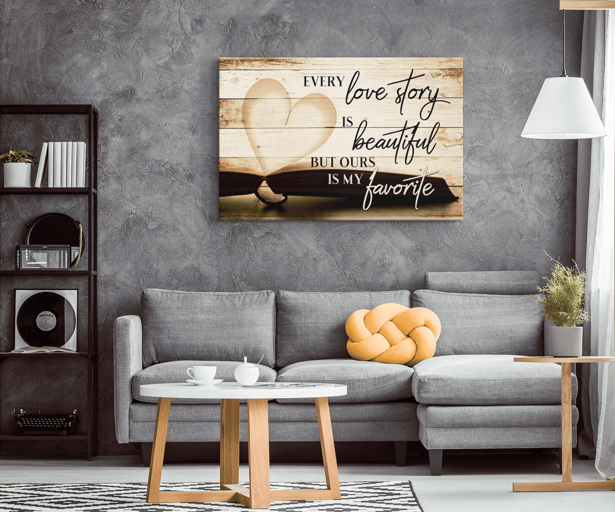 Our Love Story Is My Favorite Rustic Canvas Wall Art – Couple Gift