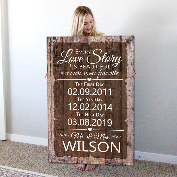 Personalized Our Love Story Is My Favorite Canvas Wall Art – Couple Gift