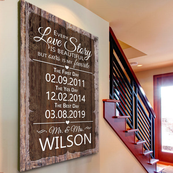 Personalized Our Love Story Is My Favorite Canvas Wall Art – Couple Gift
