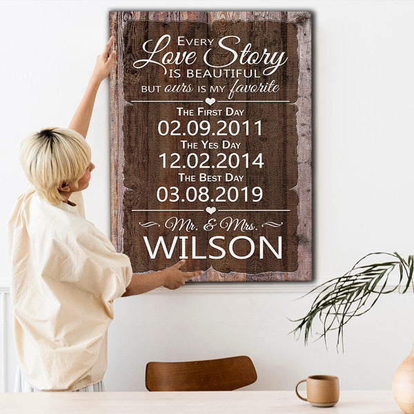 Personalized Our Love Story Is My Favorite Canvas Wall Art – Couple Gift